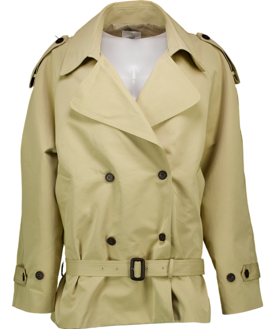 Source Unknown Beige Cropped Belted Trench Coat One Size