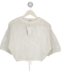 RIVER ISLAND Ivory White Crochet Tie Waist Beach Top UK S