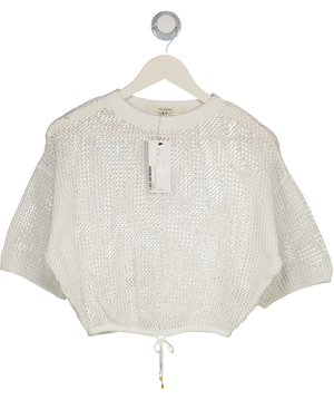 RIVER ISLAND Ivory White Crochet Tie Waist Beach Top UK S