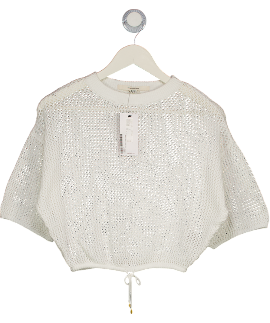 RIVER ISLAND Ivory White Crochet Tie Waist Beach Top UK S