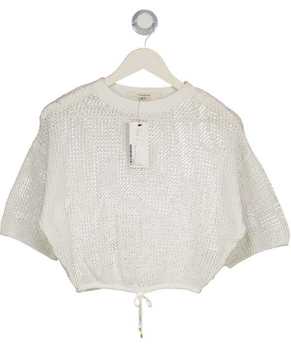 RIVER ISLAND Ivory White Crochet Tie Waist Beach Top UK S