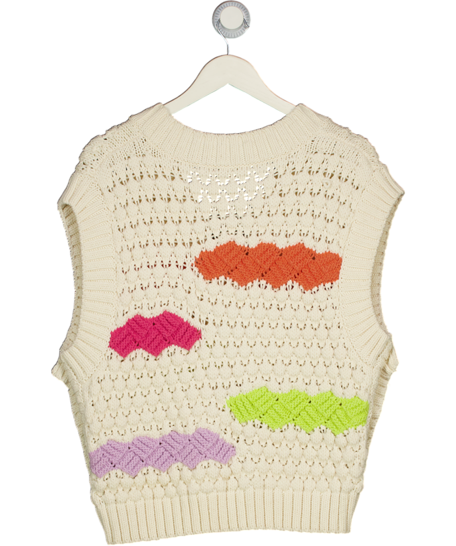 ZARA Cream Oversized Button Side Knit Tank Top UK L