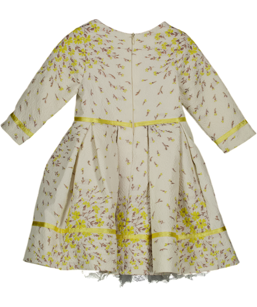 SORCI & FOFA Cream / Yellow Textured Special Occasion Dress 3 Years