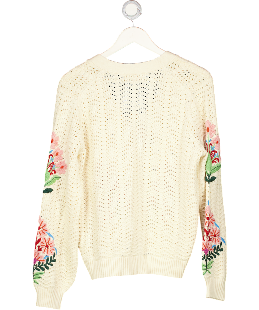 BODEN Cream Relaxed Cotton Cardigan, Cream/multi UK M