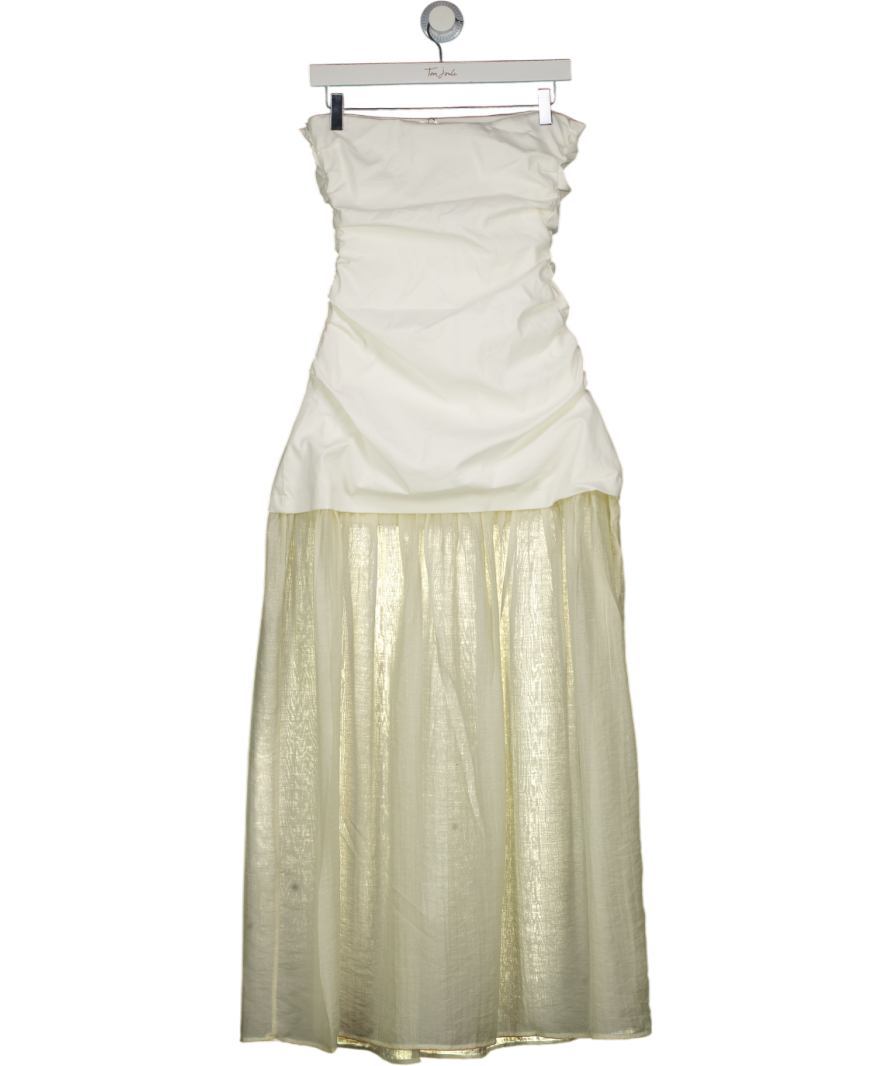 ZARA Ivory White Combination Strapless Midi Dress UK S