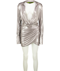 GAUGE 81 Naha Metallic Silver Long Sleeve Jersey Mini Dress UK XS