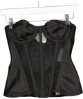 White Fox Black Strapless Mesh Satin Bustier UK S