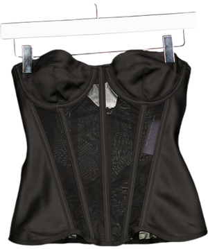 White Fox Black Strapless Mesh Satin Bustier UK S
