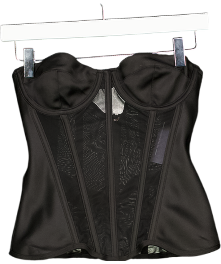 White Fox Black Strapless Mesh Satin Bustier UK S