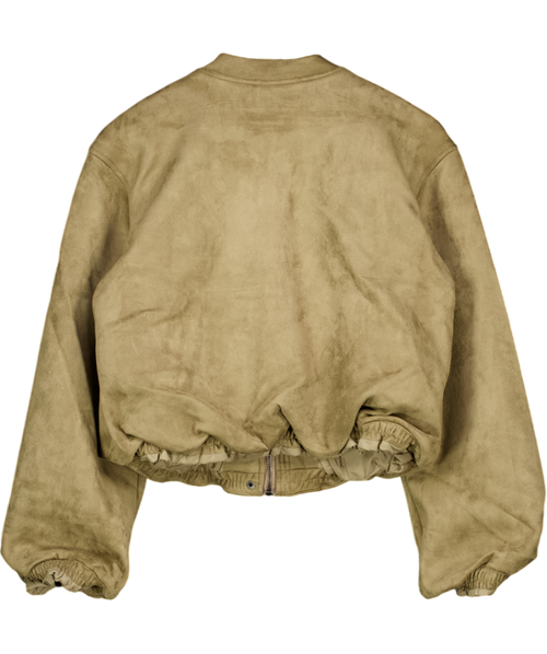 4th & Reckless Lorna Olive Green Faux Suede Bomber Jacket UK 8