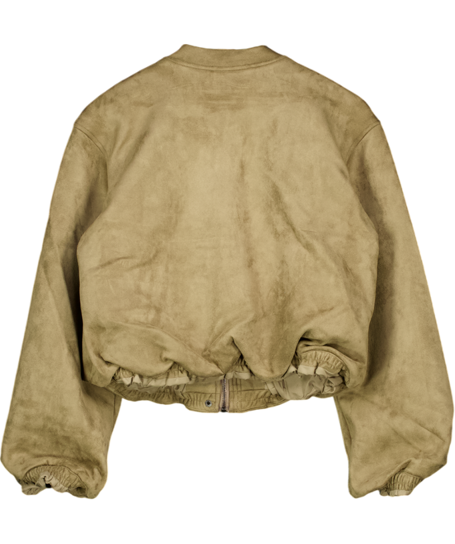 4th & Reckless Lorna Olive Green Faux Suede Bomber Jacket UK 8
