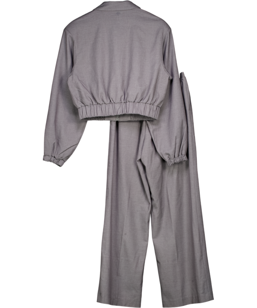 The Couture Club 2-piece Grey Tailored Jacket And Wide Leg Trouser Set UK 8