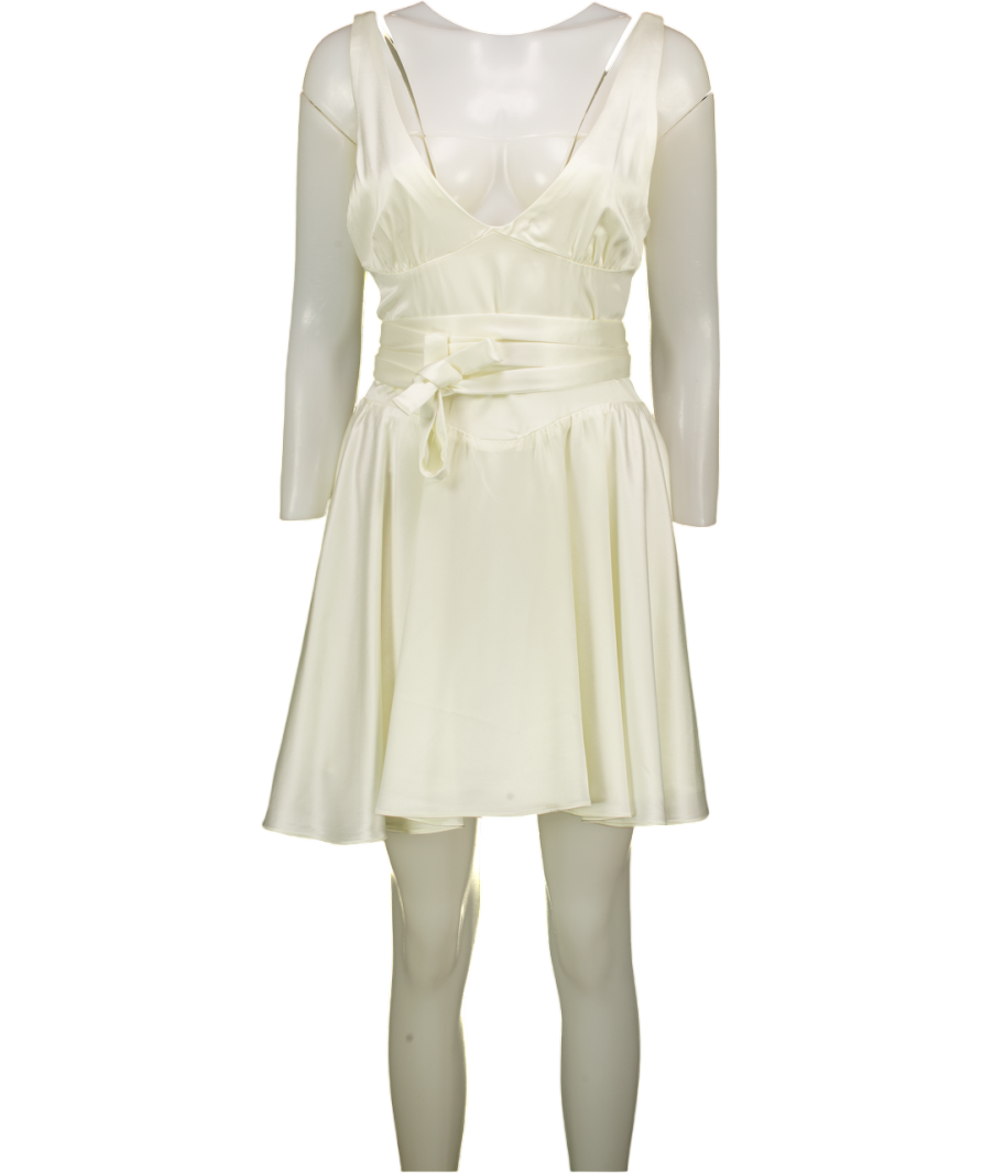 HOUSE OF CB Cream Shiema Ivory Floaty Mini Dress UK M