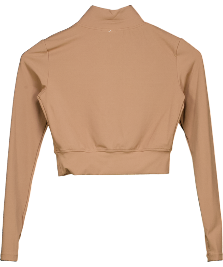naked Brown Zip-up Long Sleeve Top UK XS