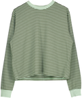 WHITE FOX Touchdown Long Sleeve Tee Green Stripe UK S/M