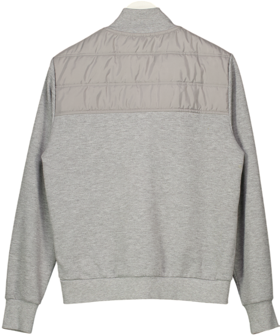 REISS Grey Freddie Hybrid Quilt And Interlock Zip Jacket UK M