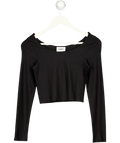 KLAYD Black Double Layered Long Sleeve Crop Top UK M
