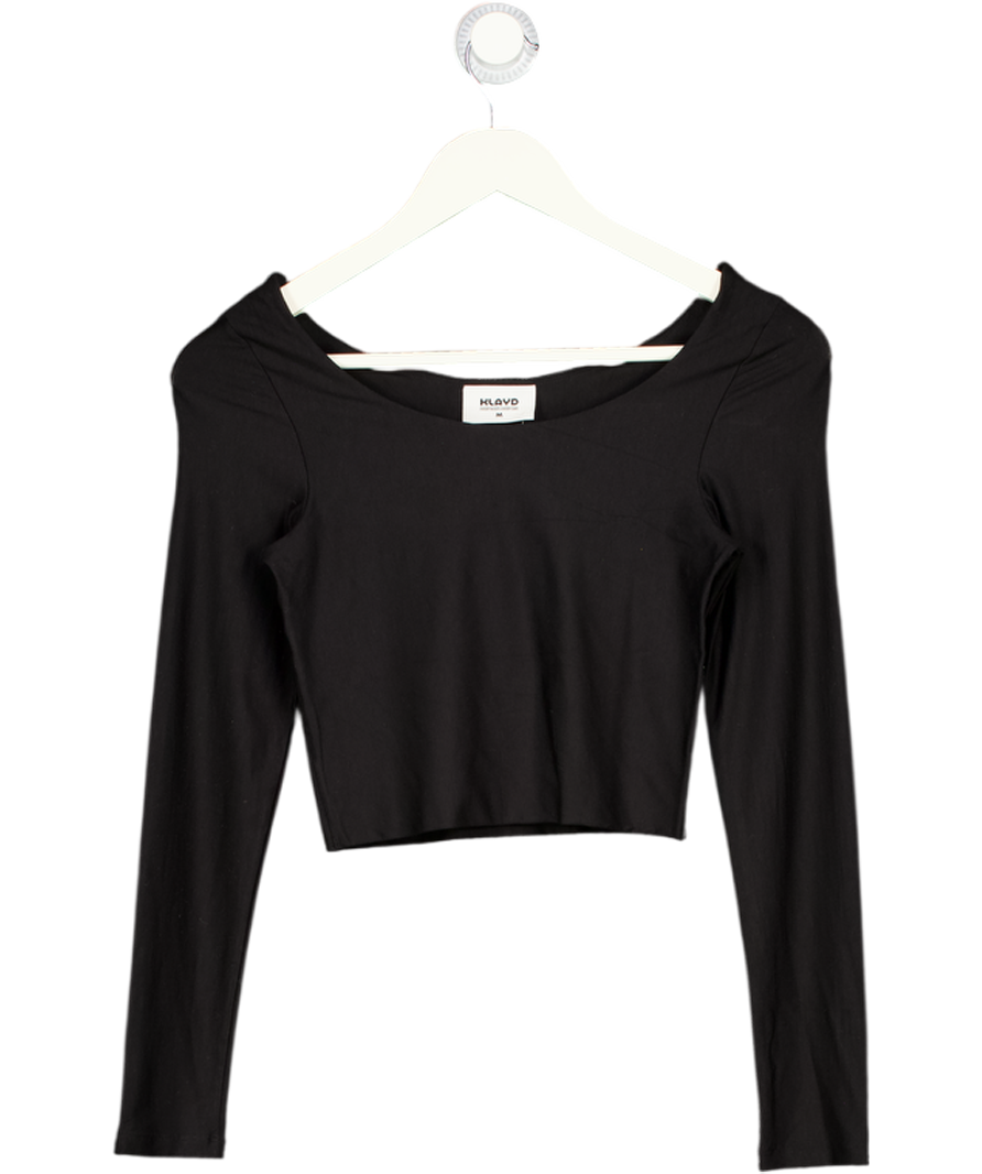 KLAYD Black Double Layered Long Sleeve Crop Top UK M