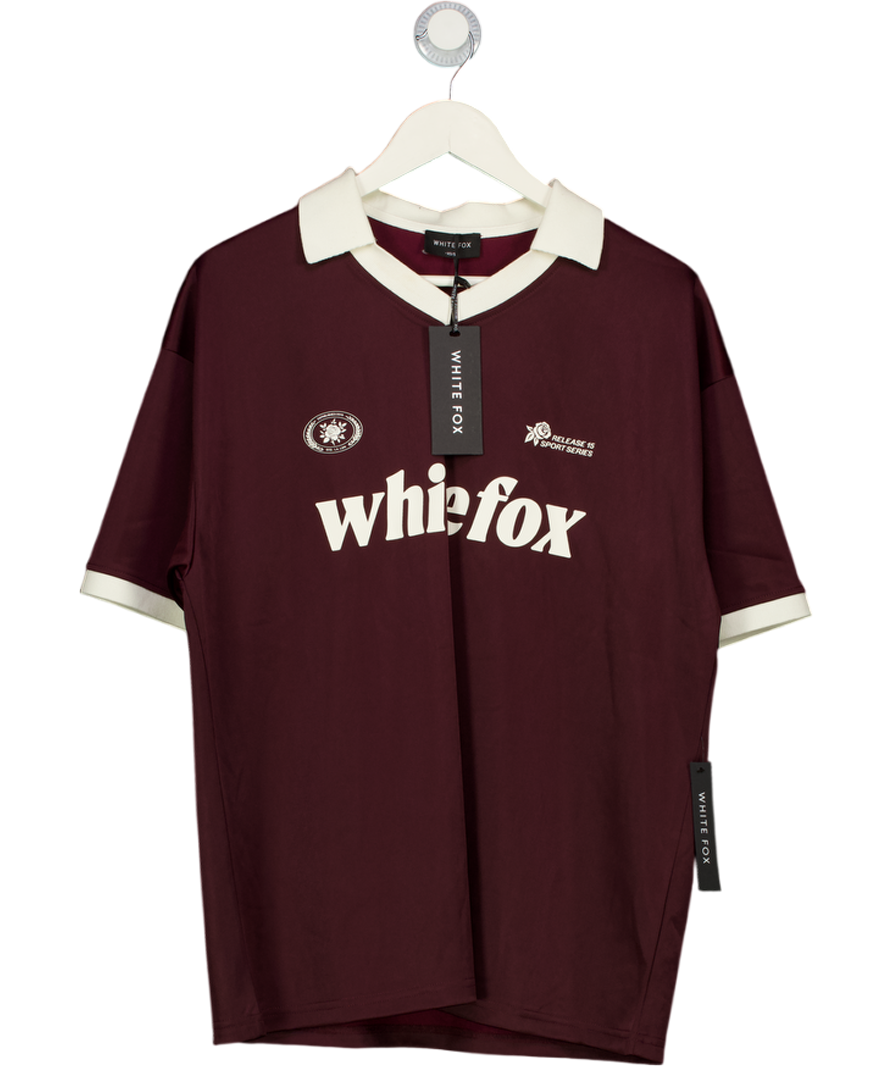 WHITE FOX Red Burgundy Release 15 Janie Oversized Jersey Top UK XS/S