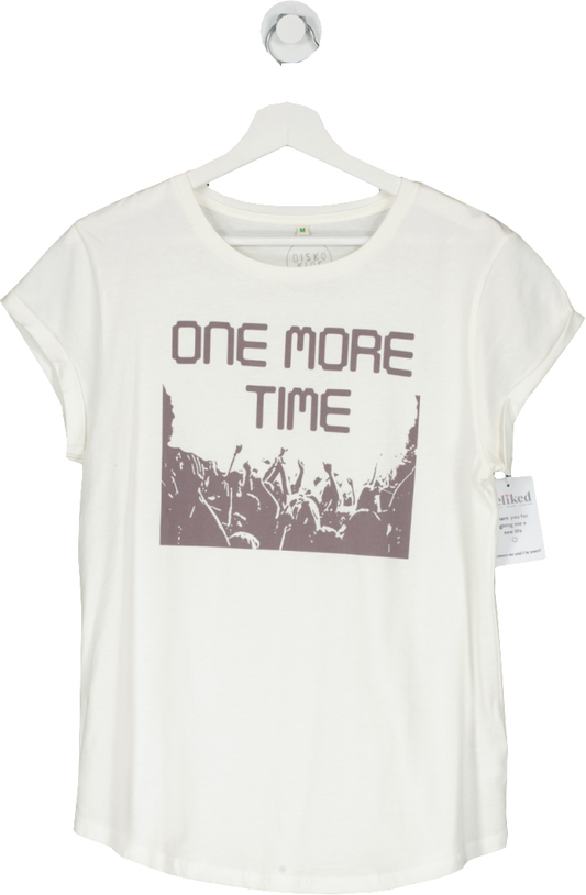 Disko Kids White One More Time Slogan Print T Shirt UK M