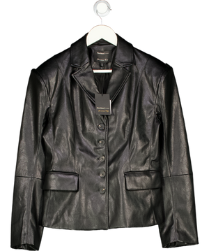 River Island Black Fitted Faux Leather Blazer UK 8