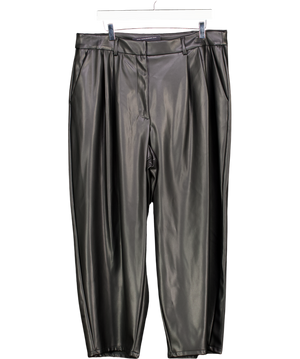 F&F Black Faux Leather Pleated Barrel Leg Trousers UK 18