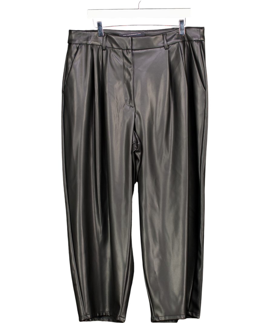 F&F Black Faux Leather Pleated Barrel Leg Trousers UK 18