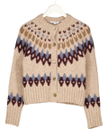 VERONICA BEARD Beige Super Soft Fair Isle Alpaca-blend Cardigan UK S