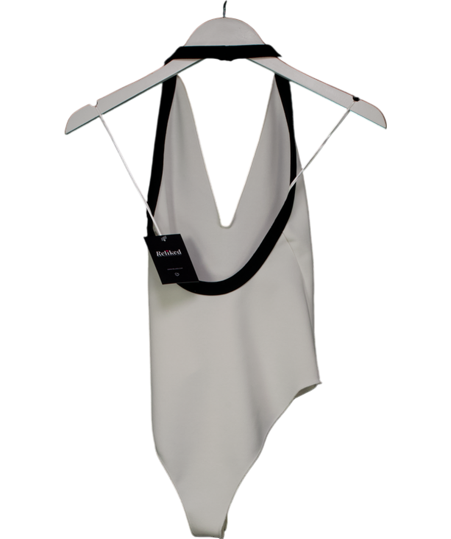ZARA White Stretch Contrast Bodysuit UK M