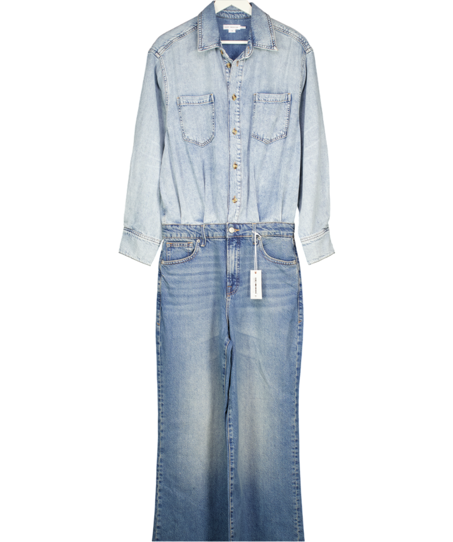 Good American Denim Shirt Jumpsuit In Blue UK S