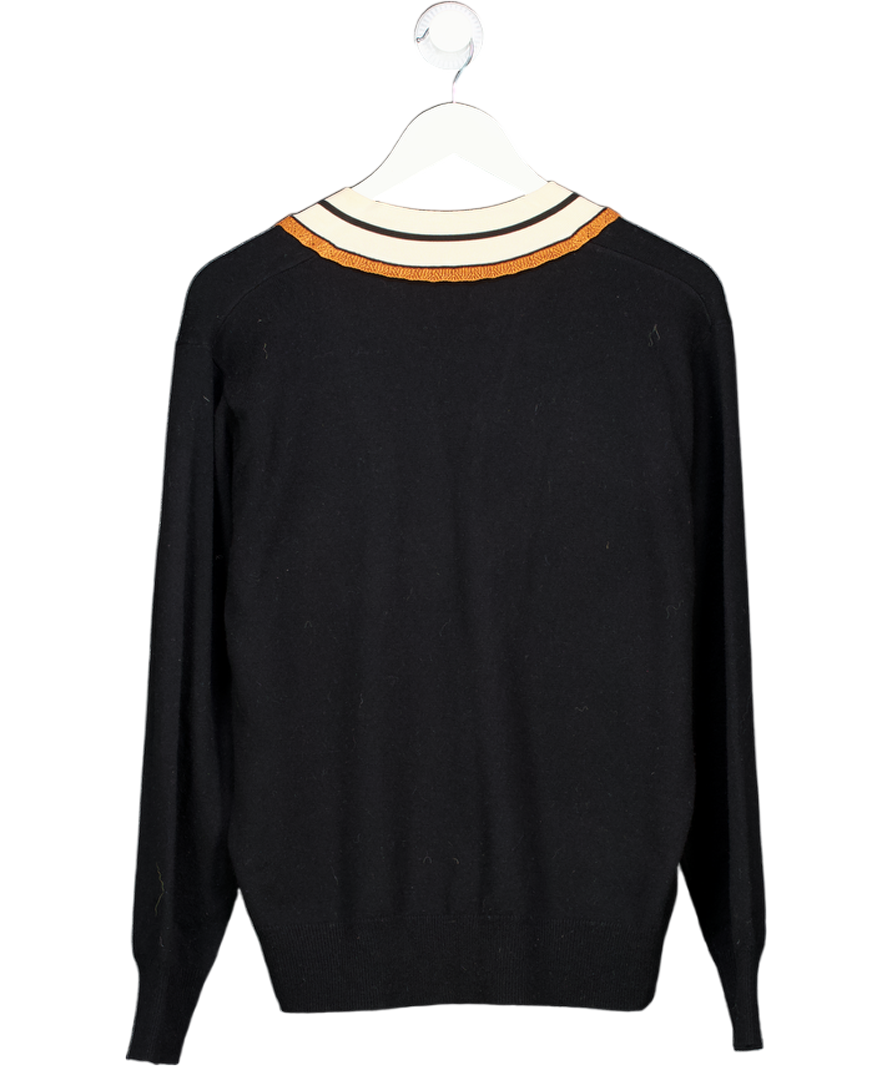 SANDRO PARIS Black Wool / Cashmere Blend Colle  V-neck Jumper Sz3 UK 10