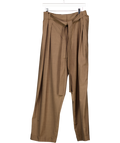 Lilysilk Brown Havana Silk-wool Barrel Leg Pants UK 20