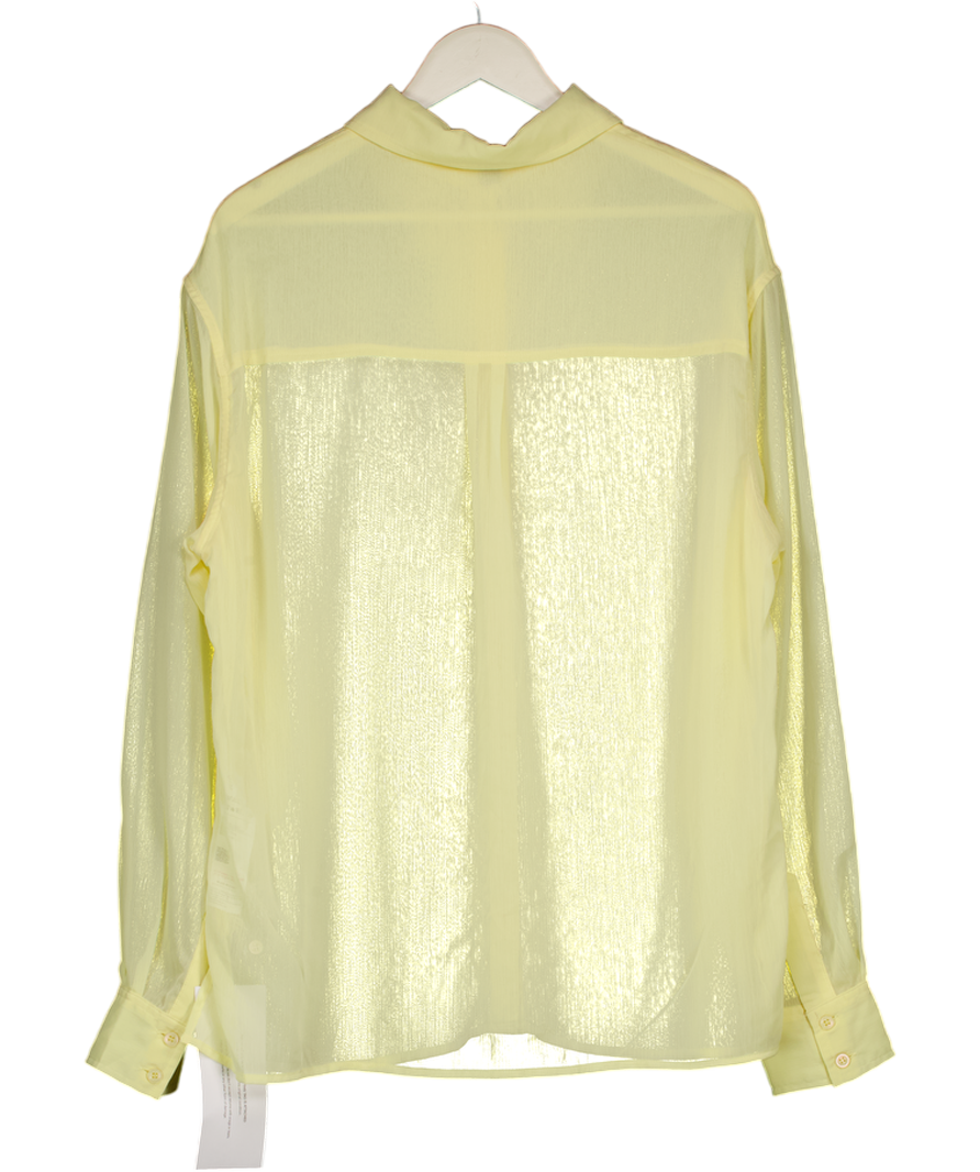 CLUB L LONDON Yellow Zinna Lemon Plunge-neck Shirt UK 10