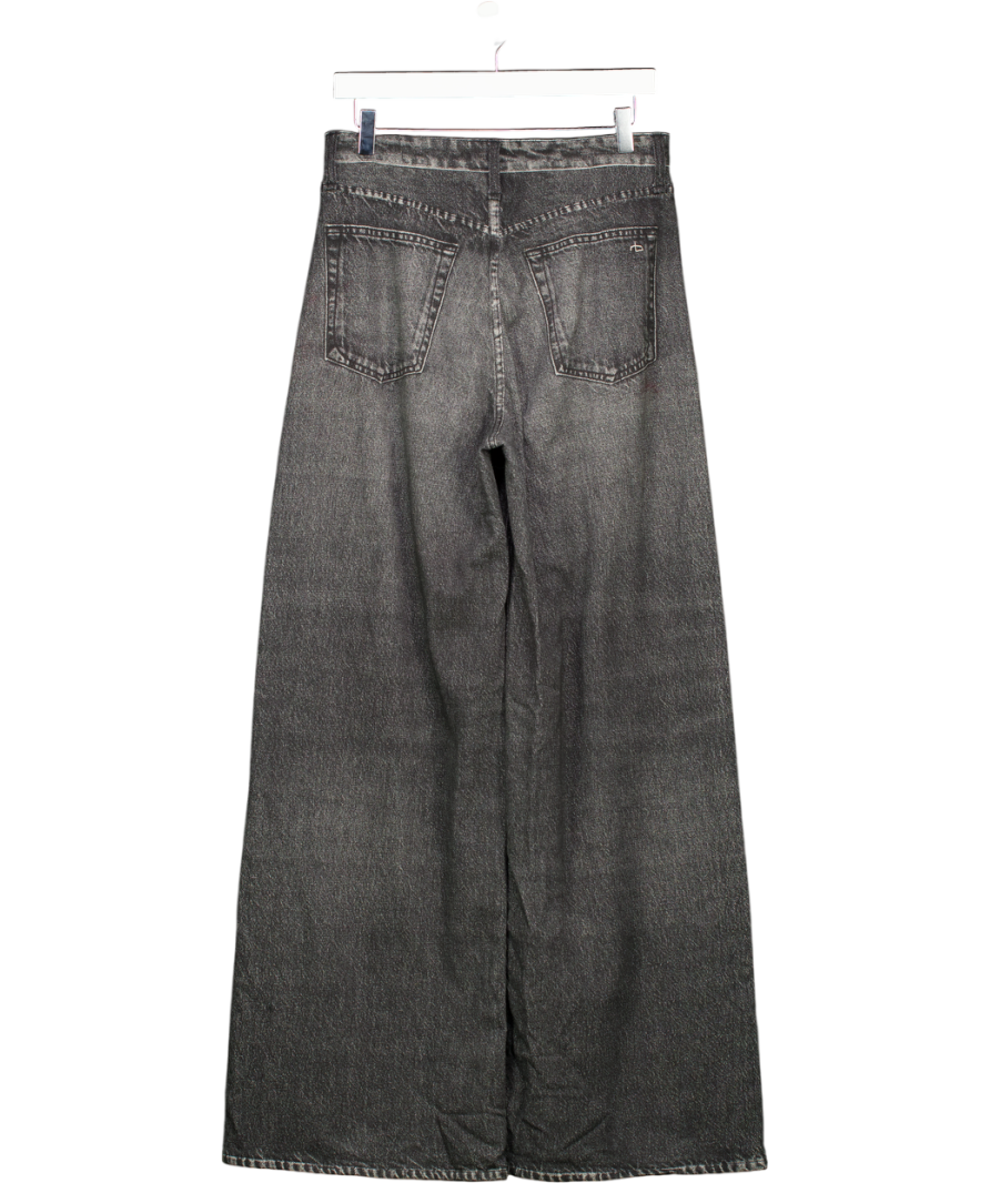 Rag & Bone Black Wash Soft Cotton Denim Look Wide Leg Trousers W27