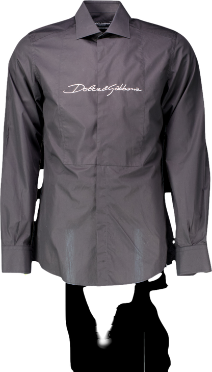Dolce & Gabbana Black Tuxedo Martini Embroidered Shirt UK S