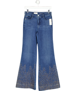 ANTHROPOLOGIE Blue Pilcro Embellished Flare Jeans W26