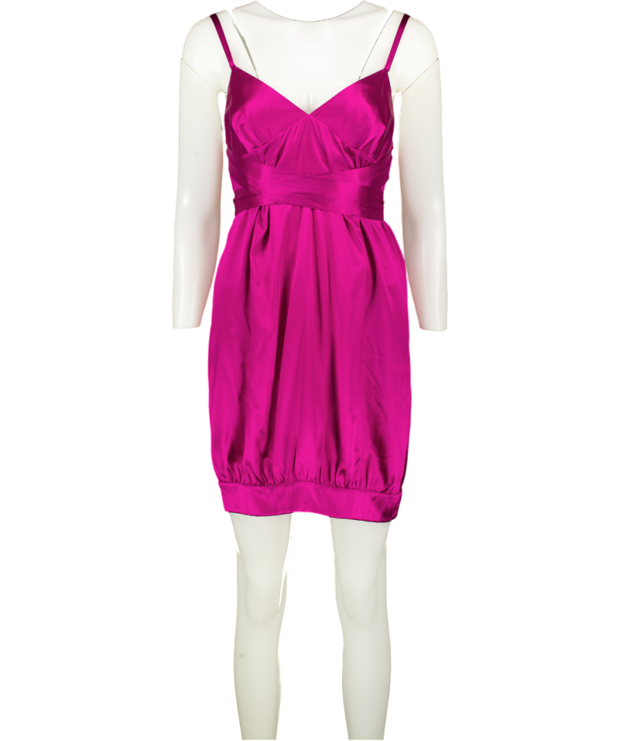 REBECCA TAYLOR Stretch Silk Satin Magenta Pink Mini Dress Us 8 UK 12
