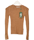Holland Cooper Beige Seattle Cable Crew Knit Dark Camel UK XS