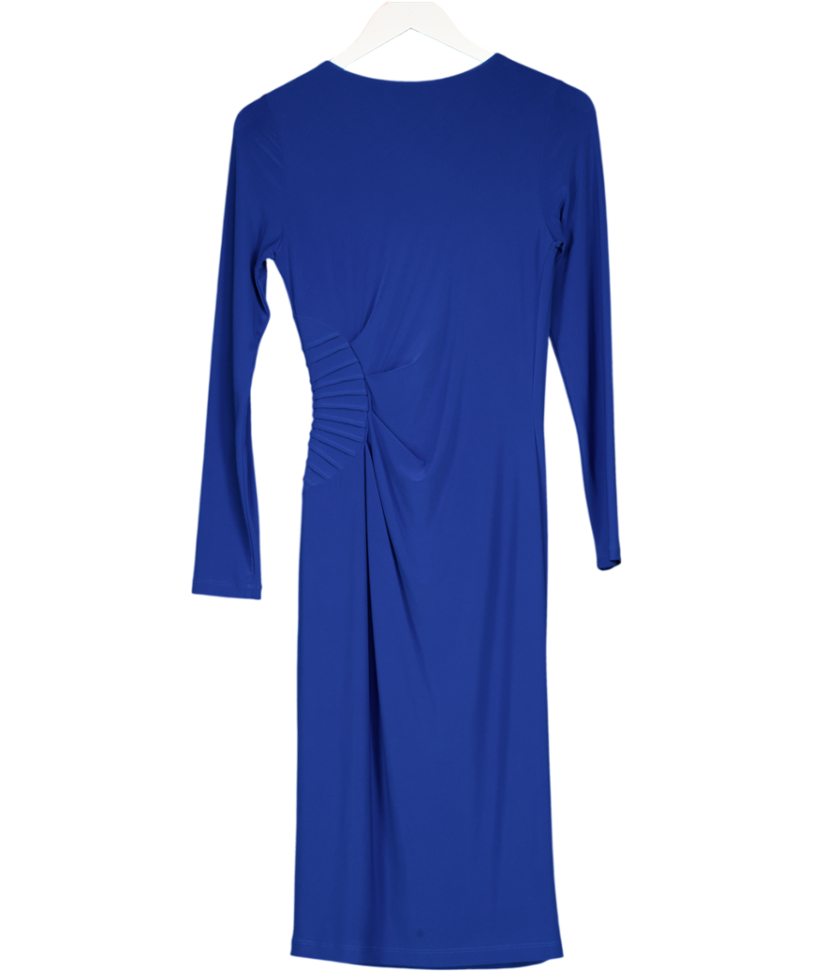 DAMSEL IN A DRESS Cobalt Blue Long Sleeve Wrap Detail Midi Dress UK 8