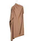 REISS Ellery One-shoulder Draped Mini Dress In Taupe Brown UK 6