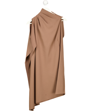 REISS Ellery One-shoulder Draped Mini Dress In Taupe Brown UK 6