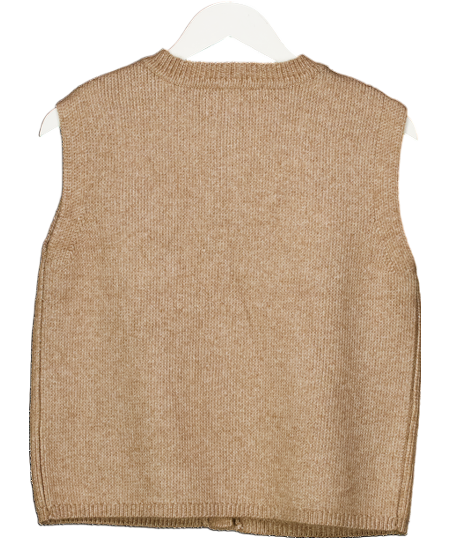M&S Beige Button Detail Sleeveless Knit UK S