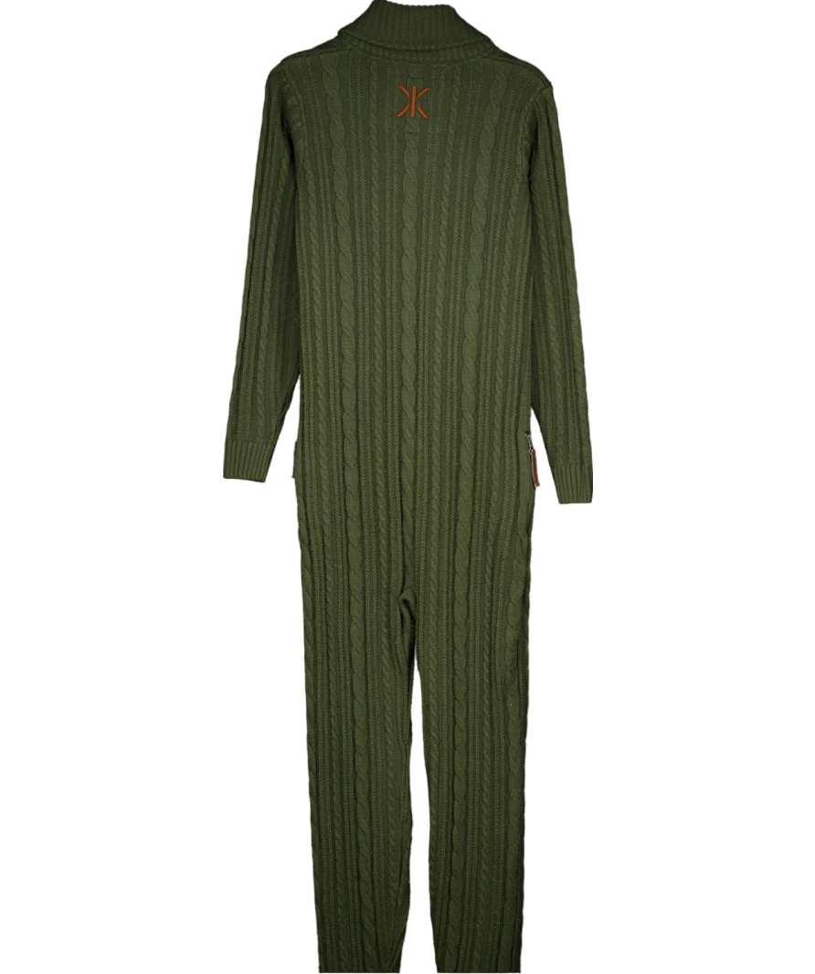ONEPIECE Green Cableknit Onepiece Onesie UK S