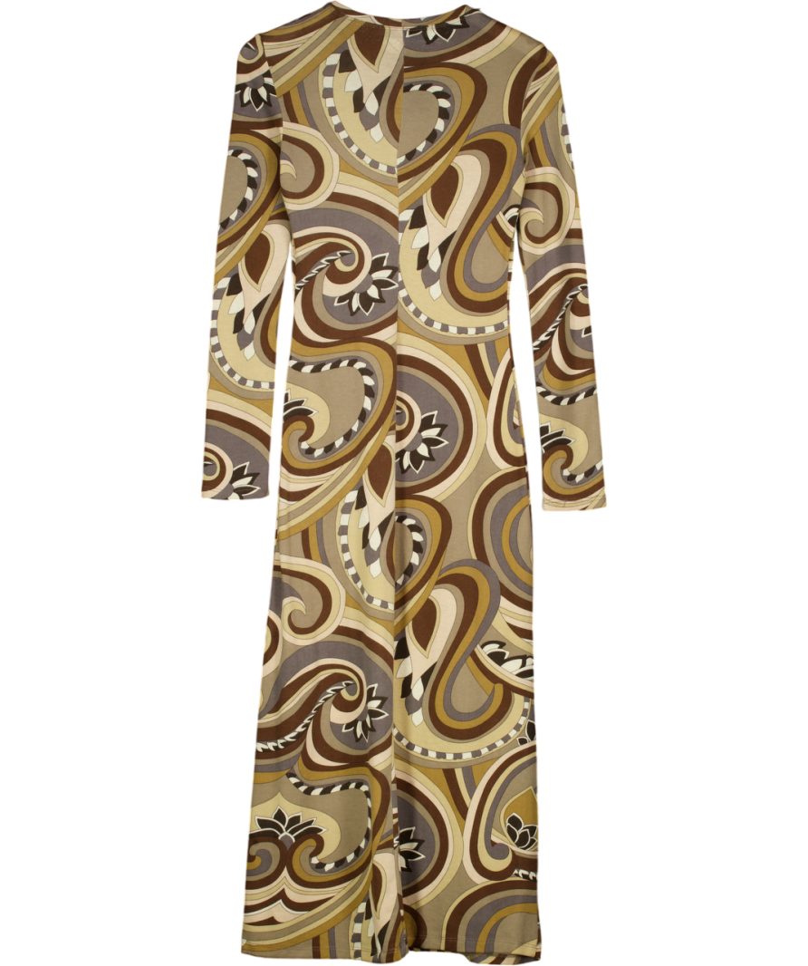 ZARA Beige Patterned Maxi Dress UK S