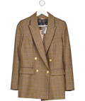 HOLLAND COOPER Double Breasted  Wool Blazer  - Brown / Blue Houndstooth UK 6
