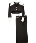 Human Connection Black Tailored Maxi Skirt And Cropped Blazer Set UK 8