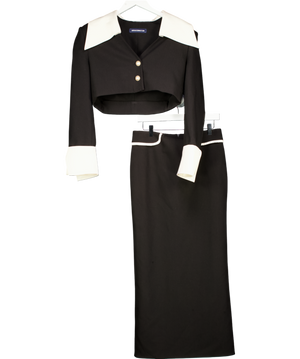 Human Connection Black Tailored Maxi Skirt And Cropped Blazer Set UK 8