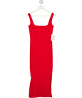 VESPER Red Bengaline Sleeveless Square Neck Fishtail Midi Dress UK 10