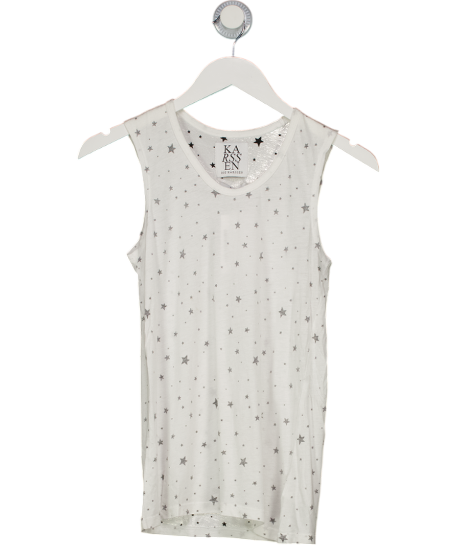 ZOE KARSSEN White Cotton Modal Star Print Vest Top UK XS