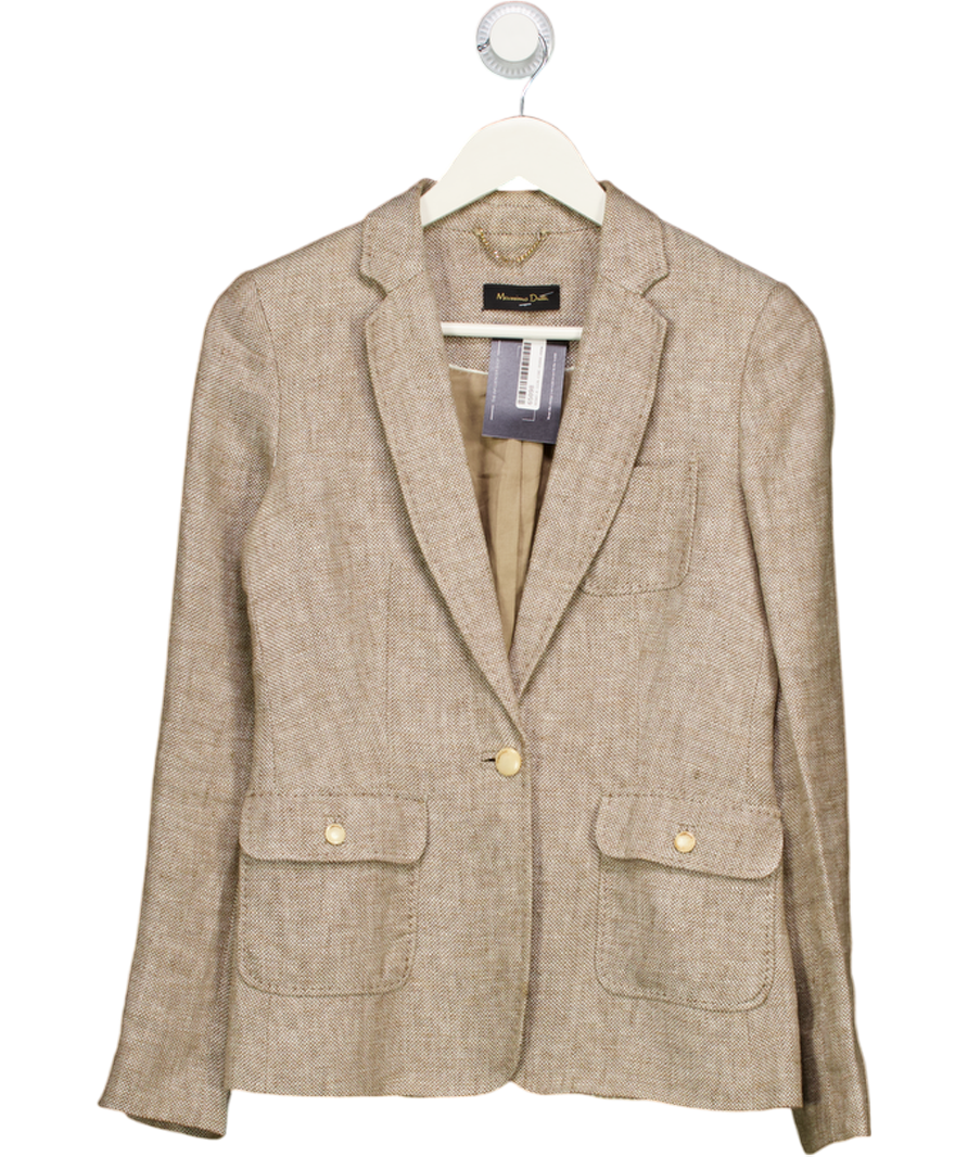 MASSIMO DUTTI Beige Biege Textured Blazer UK 8